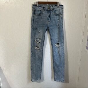 Women’s Blue Johnny Straight Leg Distressed Jeans